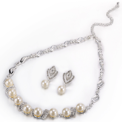 2018 collar de perlas, conjunto de joyas nupciales de la perla