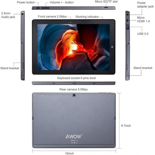 Windows Tablet 10inch pequeno notebook 2-in-1 portátil portátil