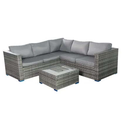 All Weather PE Rattan Furniture Sets with Ice Bucket - Outdoor Sofa Kettler Rattan Patio Garden Sale