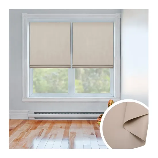 540GSM Beige 100% Blackout Fiberglass Curtain Fabric and Roller Blinds Material