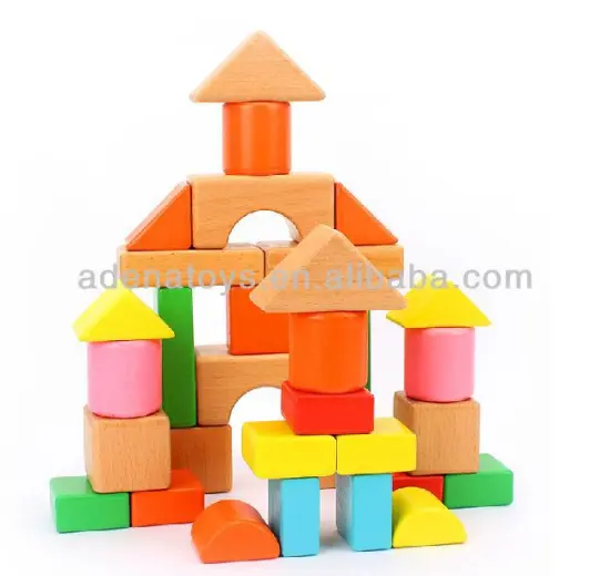 Wooden kids educational DIY building block Infant Big Size Wooden Building Block