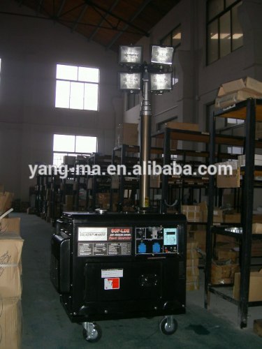 5GF-LDE3, 4.2KW 5kva silent diesel generator With mobile light tower,4.5m 6m max 500w*4