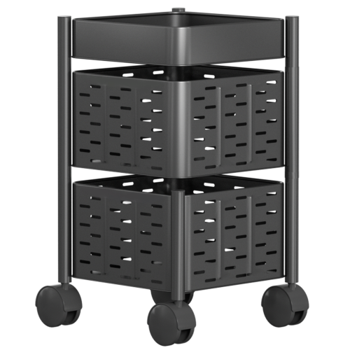 Swivel storage rack with removable rollers(2-Tier)