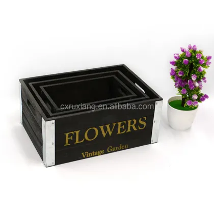 Black Solid Wood Outdoor Garden Tool Storage Box