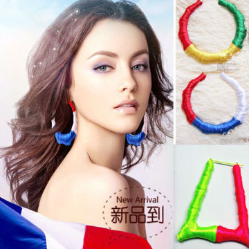 Oversized Bright-colored Bamboo Silks Braid Perform Nightclub Earrings