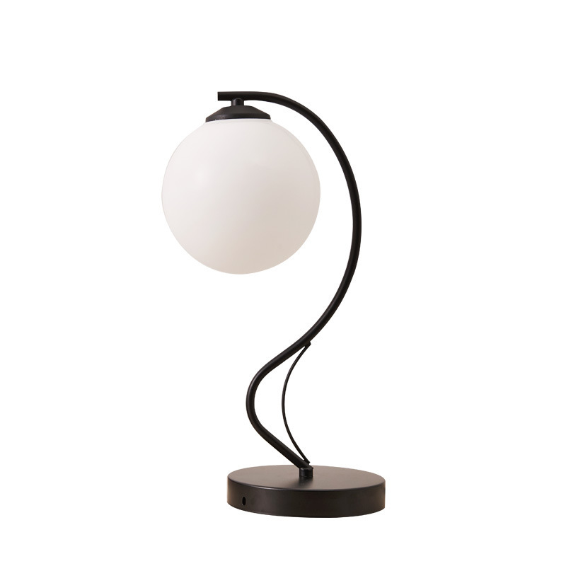 Glass Round White Table Lamp