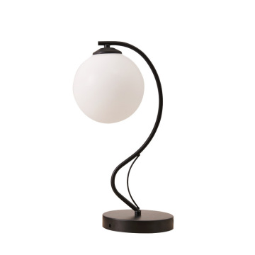 LEDER Glass Round White Table Lamp