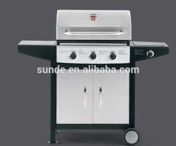 Outdoor / Indoor CSA & CE Stainless Steel 3 Burner Gas BBQ Grill (3B+SB)