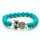 Turquoise 8MM perles rondes Bracelet extensible de pierres précieuses avec pièce en alliage Diamante
