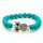 Turquoise 8MM Round Beads Stretch Gemstone Bracelet with Diamante alloy Owl Piece