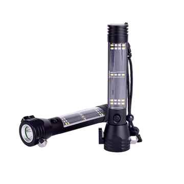 Emergency Preparedness: Multifunctional LED Flashlight with USB Recharge, Lithium Battery, and Window Breaker