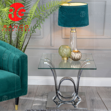 Glass and Chrome Side Table - RG01 Stainless Steel End Table