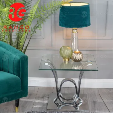 Glass and Chrome Side Table - RG01 Stainless Steel End Table