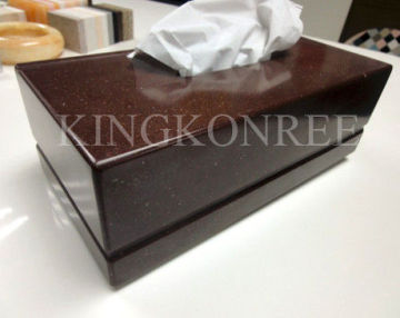 Polished Scratch Resistant Brown Composite Acrylic Solid Surface Designs Stone Tissue Box