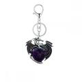 Gemstone Crystal Heart Alloy Wings Dragon & Pterosaur Stone Key Chains Natural Quartz Dragon Charm Key Ring Anniversary Gift