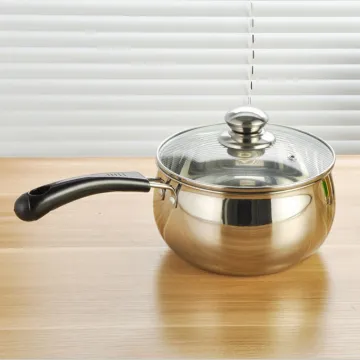 Stainless Steel Tempered Glass Lid Milk Pot