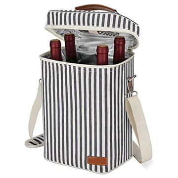 Cotton Canvas Tote Insulated Wine Cooler Bag