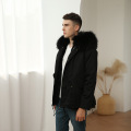 Hochwertige Herren Parka Jacke Schwarz Pelz Custom