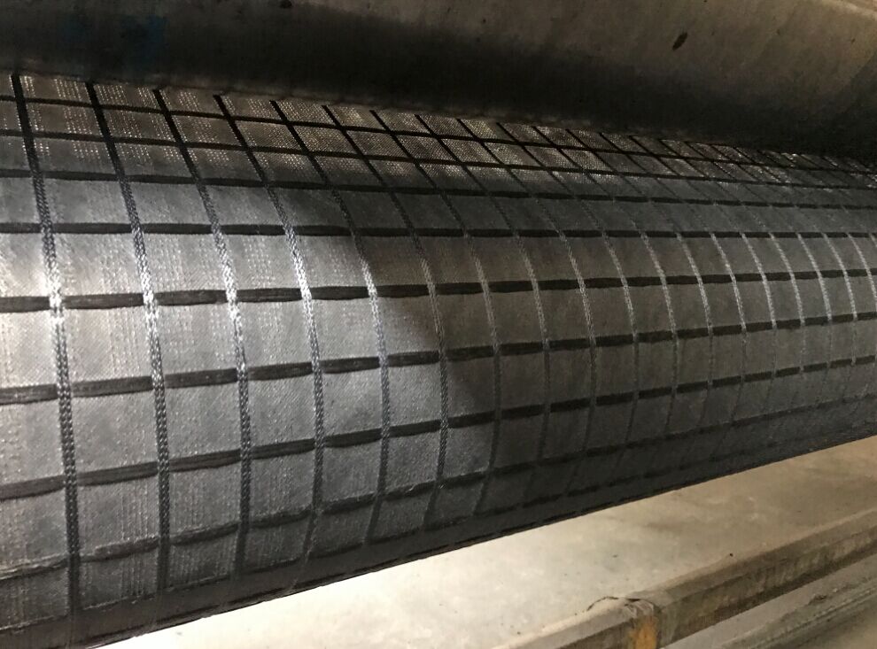 Belagd polyester Geogrid med Spunbond fiberduk Geotextil