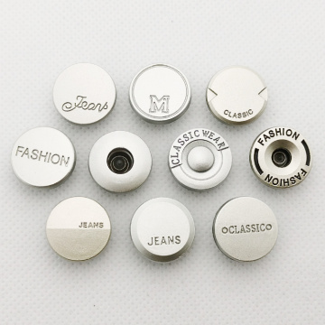 Custom Metal Jeans Buttons with Antioxidant Design in Custom Matte Silver Finish: Ideal for Coats and Jackets