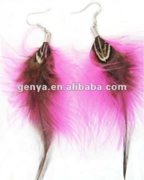 Fashion real bird feather earrings with hook in many colors