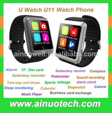 2015 newest U smart watch U11 wrist watch phone work bluetooth 4.0 build in SIM card slot 1.59" touch screen TFT 320*320