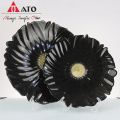 Black glass Charger plate set with golden flower