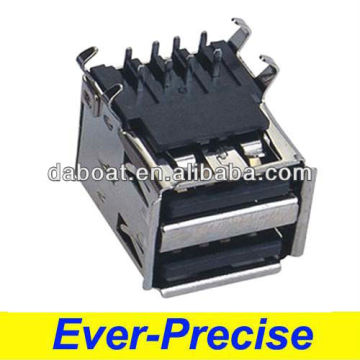 90 degree A type dual stack usb female connector