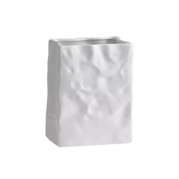 INS Style Ceramic Paper Bag Vase - Handmade Porcelain Bag Flower Planters for Home Decoration