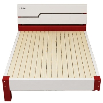 Simple Solid Wood Double Bed Design for Children and Adults