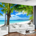 Custom Photo Mural Wallpaper 3D Sea Beach Coconut Tree Seascape Wall Painting Modern Living Room Sofa TV Background Wall Paper