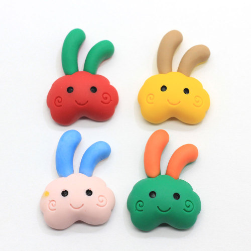 Kawaii Long Ears Rabbit Resin Cabochon Artificial Animal Crafts Charms Girls Hair Clip Ornament Jewelry Store