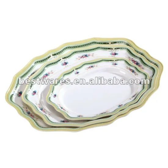 Luxury design melamine lace round deep rice dinner plates