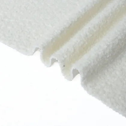 Pure White Wool Polyester Acrylic Blend Fabric