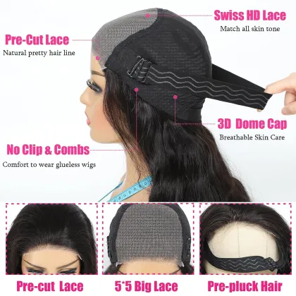 Wear and Go Glueless Wigs Human Hair