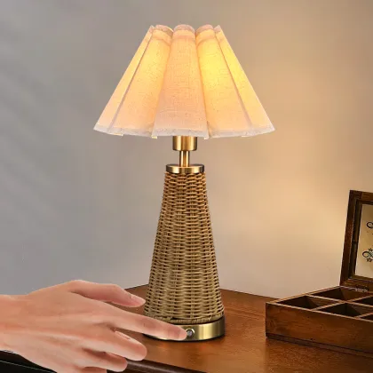 Nordic 5200mAh Rattan Table Lamp for Home, Office & Wedding Decorations