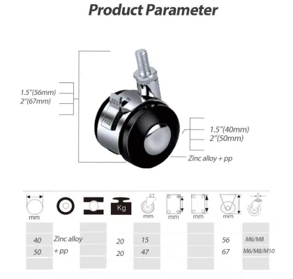 Alloy Swivel Brake Casters Furniture Bookcase Wheel