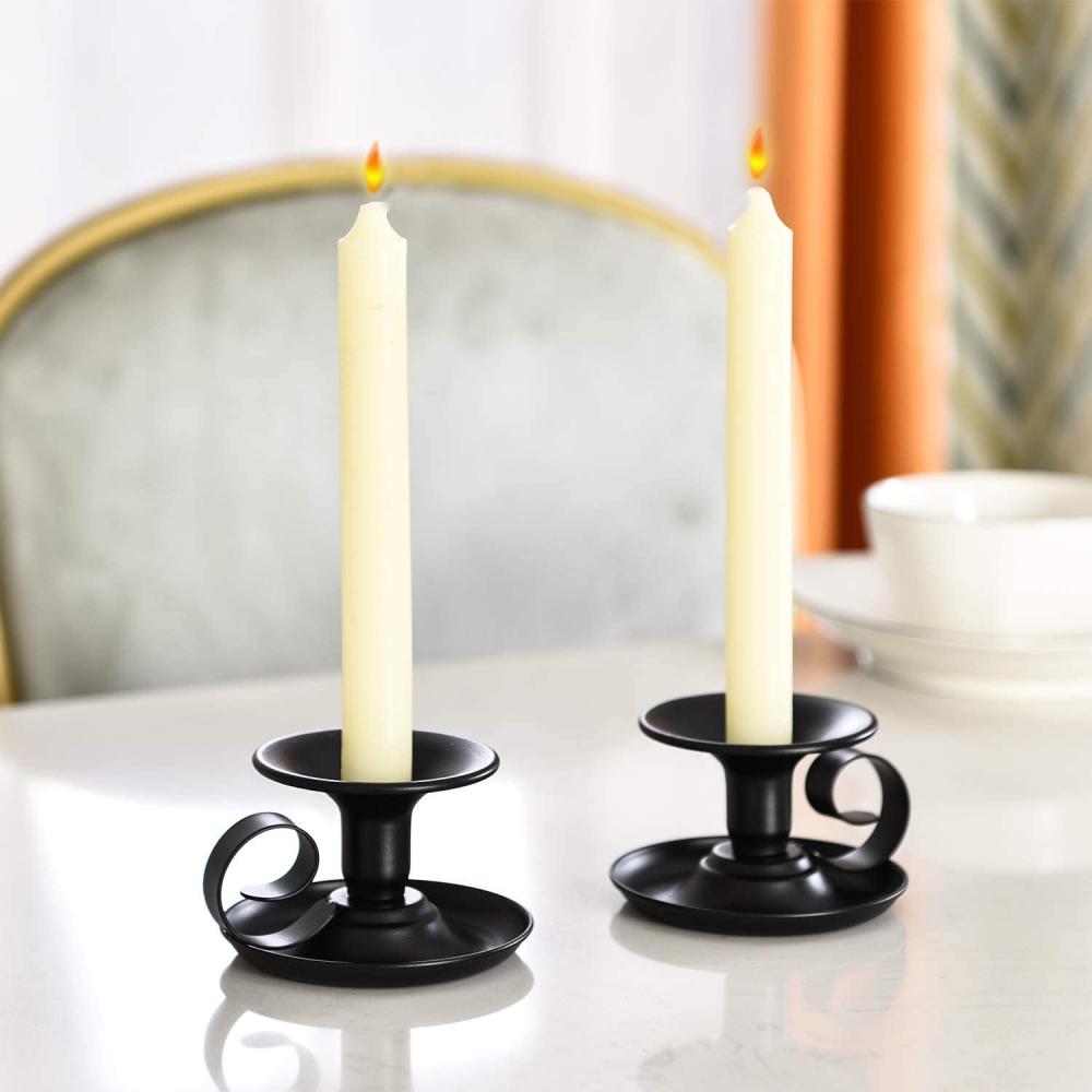 Conjunto de 2 titulares de candelabros negros simples