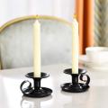 Set of 2 Simple Black Candlestick Holders