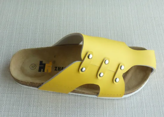 Custom Yellow Cork + Eva Cork Slippers Summer Casual For Shopping