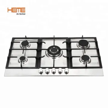 European Kitchen Appliances: Electric Ignition Stainless Steel 90cm 5-Burner Gas Cooktop