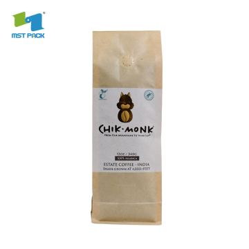 PLA KRAFT PAPPER 250G 340G 500G 1 kg 2 kg Komposterbara kaffeväskor med ventil