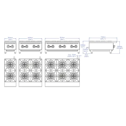 Commercial Customized Professional Countertop Gas Cooker Stove 4 Burner
