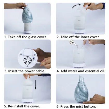 Night Light 100ML Young Living Vase Shaped Ultrasonic Humidifier for Essential Oils