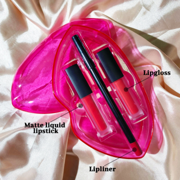 Custom Private Label 3-in-1 Matte Glitter Lip Kit: Lipstick, Liner, and Gloss Set