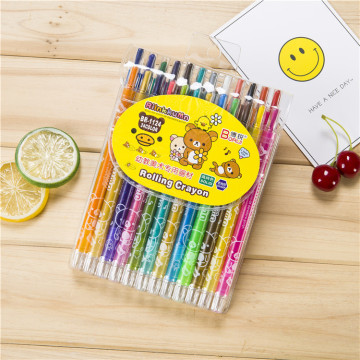 24 colors rotate crayon long pole painting stick