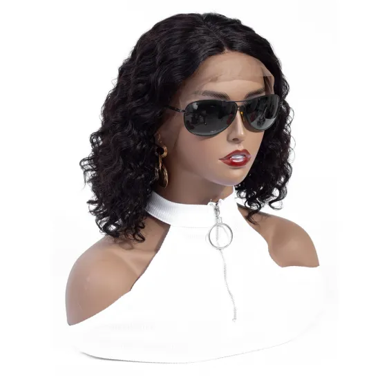 Natural 1b Color Short Size 8 Inch Bob Cut Malaysian Wig Real Virgin Human Cuticle Aligned Hair 13*4 Lace Front Deep Wave Wig