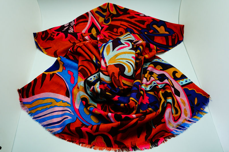 Printed Wool Scarf Yf 2013 809