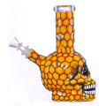 Scheletro umano disegnato a mano e becher di vetro di abee di miele Bong, grazioso bong di Halloween, tubo d'acqua in vetro borosilicato, cavello di vetro