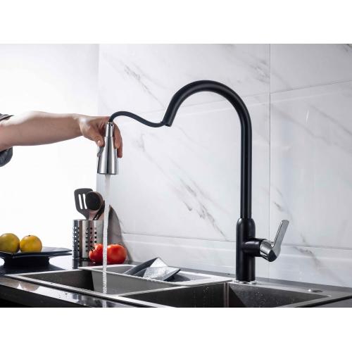 Single Handle Black Pull Down Kitchen Faucet